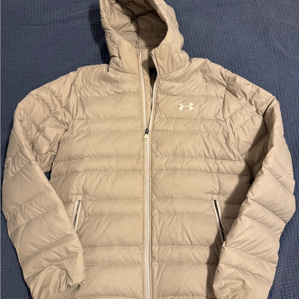 Under Armour Tan Puffer Jacket Quilted Design